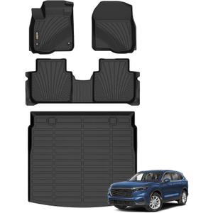 Binmotor-Floor Mats & Upper Cargo Liner Set for Honda CRV 2023-2025 2026 (Include Hybrid), CRV All Weather Car Mats for Honda CR-V Hybrid Accessories 2025 CRV Trunk Mat Cargo Mat