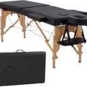 BestMassage Massage Bed Portable Massage Table 24 inche Wide Lash Bed Heigh Adjustable 2 Folding Spa Table with Non-Woven Bag for Spa Footmassage Facial CareSpa Tattoo (Black)