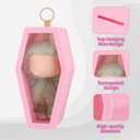 2 x Protective Case with Keychain, Large Clear Figure Display Bag for 17cm Doll, Portable Small Doll Storage, Dustproof Scratch-Resistant for Standing (Doll Not Included), Pink