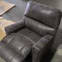 Signature Design by Ashley Navi Traditional Faux Leather Manual Rocker Recliner, Gray (Grey)