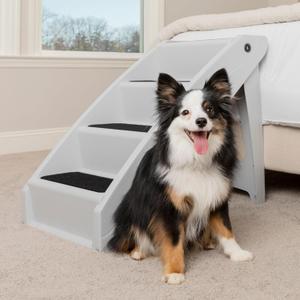 PetSafe CozyUp Folding Dog Stairs, Portable Indoor/Outdoor Pet Steps for Bed, Couch & Car, Grey, 25 Inch (Gray)