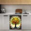 Dishwasher Magnet Cover Tree of Life Glowing Front Dishwasher Cover Decorative Refrigerator Reuseable Home Cabinet Appliances Stickers Decor 23 x 26 inch