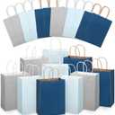Skyygemm 32 Pcs Paper Gift Bags Bulk with Handle, 6.3 x 3.2 x 8.6 Inch Assorted Colors Kraft Goodie Gift Wrap Bags for Birthday Party Favor Decor(Navy Blue)