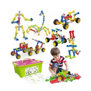 Stem Building Toys for 3 4 5 6 7 8 Year Old Boys Girls Kids,180 Pieces Building Blocks Educational Learning Toys with Large Storage Box,Ideal Christmas Birthday Gifts