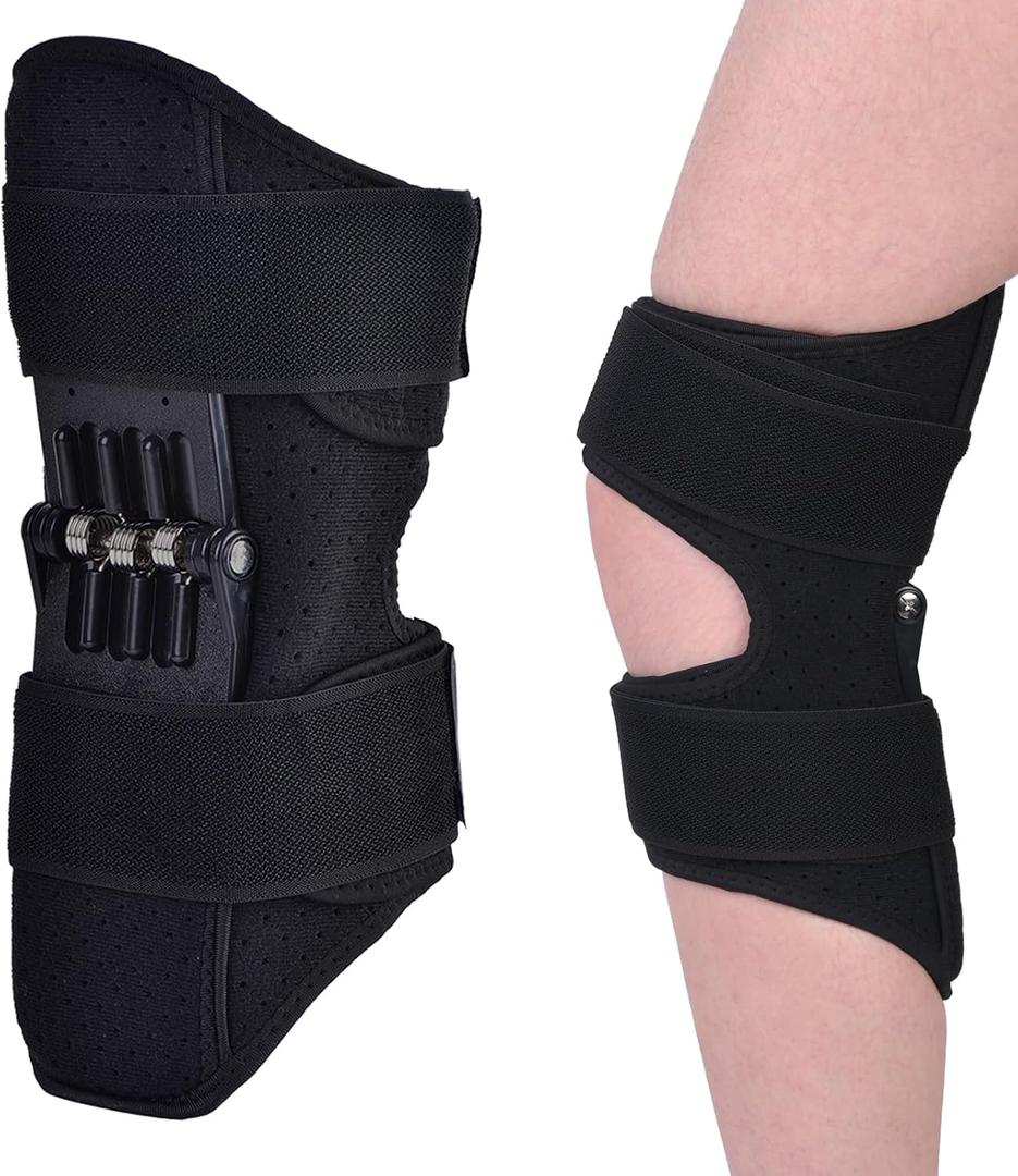 Knee BraceSpring-Driven Knee Support - Enhances Joint Assistance During Stair Climbing, Squats, and Daily Activities - Ergonomic Patella Support with Adjustable Straps(Black) 1PCS