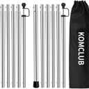 KOMCLUB Telescoping Tent Poles - Adjustable 94.5" Camping Poles with Stainless Steel Rods for Hiking and Outdoor Activities (6 Section - 2pack)