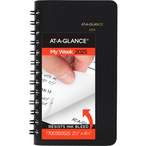 AT-A-GLANCE 2025 Planner, Weekly, 2-1/2" x 4-1/2", Pocket Size, Black (700350525)
