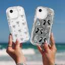 Toycamp for iPhone SE Case - for iPhone 8/7 Case Cute Women Girly Girls Glitter Phone Cover Kawaii Sparkle Bling Aesthetic Pretty Unique Design Funda for Apple SE 2nd/3rd Generation, Black Bowtie