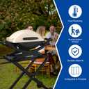 SafBbcue Outdoor Collapsible Grill Table for Weber Q Series Q1200 Grill, Foldable Grill Stand for Weber Q1000 Q2000 Q2200 Table Top Grill Accessories with Transport Handle and Wheels