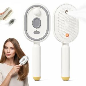2026 Upgraded Electric Steam Brush for Hair,Electric Spray Air Cushion Massage Comb,Rechargeable,Smooth & Nourish, Detangling&Anti-Static (Beige)