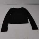 Long Sleeve Crop Tops for Women Black L