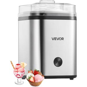 VEVOR Ice Cream Maker, 2.11 Qt. Large Capacity, Electric Automatic Ice-Cream Machine, with Easy Operation & Cleaning, Stainless Steel Shell, for Homemade Frozen Yogurt, Fruit Sorbet, Gelato, Silver
