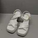 DREAM PAIRS Women's Platform Chunky Heels Square Open Toe Ankle Strap High Heeled Sandals Y2K Shoes for Party Brunch (9.5, White)