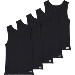 Billabong Mens Undershirts 5 Pack Lightweight Tank Tops for Men Classic Ribbed Cotton (Large, Black)