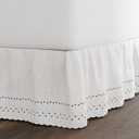 Fresh Ideas Eyelet Bed Skirt, Ruffled Design, 14 Inch Drop, Embroidered Scalloped Edge, Queen, White