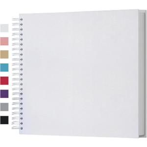 potricher 12 x 12 Inch Large DIY Scrapbook Photo Album 80 Pages Thick Kraft Blank White Paper Memory Book for Wedding and Anniversary Family (White, 12 Inch)
