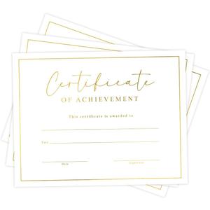 2 x 25 Certificate of Achievement Awards, Premium Gold Foil Printing, Blank Certificates of Achievement with 8.5x11", Award Certificates for Students, Recognition, Graduation, Completion and Promotion