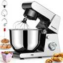 Stand Mixer Body with Stainless Steel Cladding Pro-Grade Powerful Kitchen Mixer for Baking Bread Dough Cake 10+p Speed Tilt-Head Electric Food Mixer With 6.5QT Bowl Dough Hook Wire Whisk Flat Beater (Black)