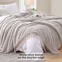 Ultra Soft Fleece Sherpa Blanket King Size,Lightweight Cozy Boho Bed Blanket with Decorative Tassel, Pattern Reversible, 2 Tones Ombre Light Brown,104”x90”, Light Brown With Tassel, King-104" x 90"