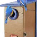 Kingsyard Recycled Plastic Bird House for Outdoor - Durable Nesting Box with Clear View Panel & Predator Guard for Bluebird Wren Swallow Finch, Blue & Brown