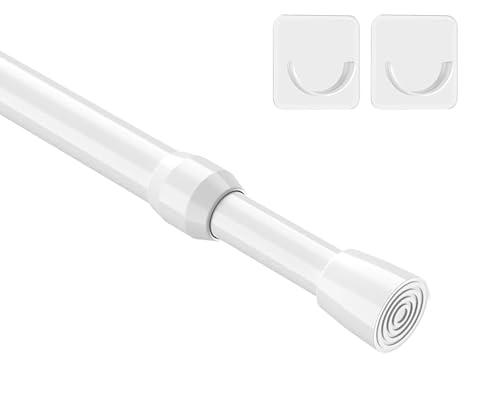 MEXAU 1Pcs Spring Tension Curtain Rod 26-39 inch Spring Tension Rods White Tension Rods Adjustable Spring Rod Extendable Tension Rod For Kitchen, Bathroom, Window, Bookshelf,Closet, Set of 2