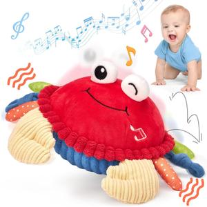 Hahaland Baby Toys 6+ 12-18 Months - Crawling Musical Dancing Walking Moving Bouncing Learning Crab Tummy Time Toy Sensory Toddler Toys for 1-3 Year Old Birthday Easter Basket Stuffers