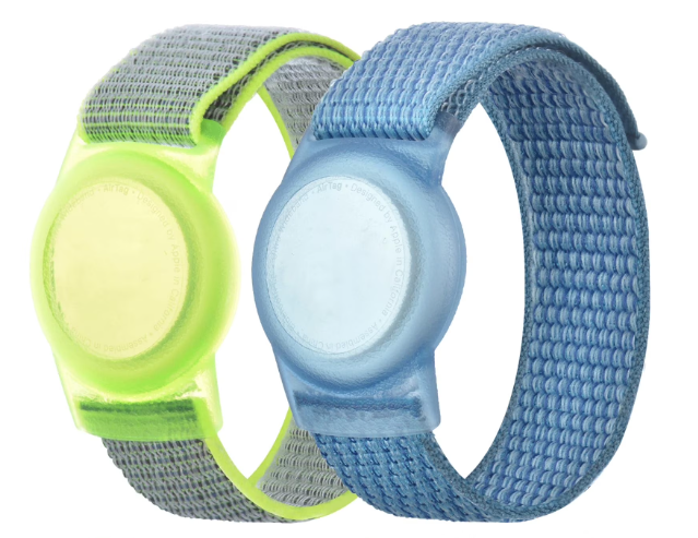2 Pack AirTag Bracelet for Kids, Apple Air Tag Protective Cover with Nylon Wristband, Anti Lost GPS Trackers Case Cover Elastic Watch Band for Toddlers Girls Boys Elders