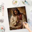 Religious Art Paint by Numbers Kit for Adults - DIY Seated Jesus in Prayer Painting on Canvas 16x20In, Framed Acrylic Paint Set, Suitable for Beginners, Art for Home Decoration/Gifts
