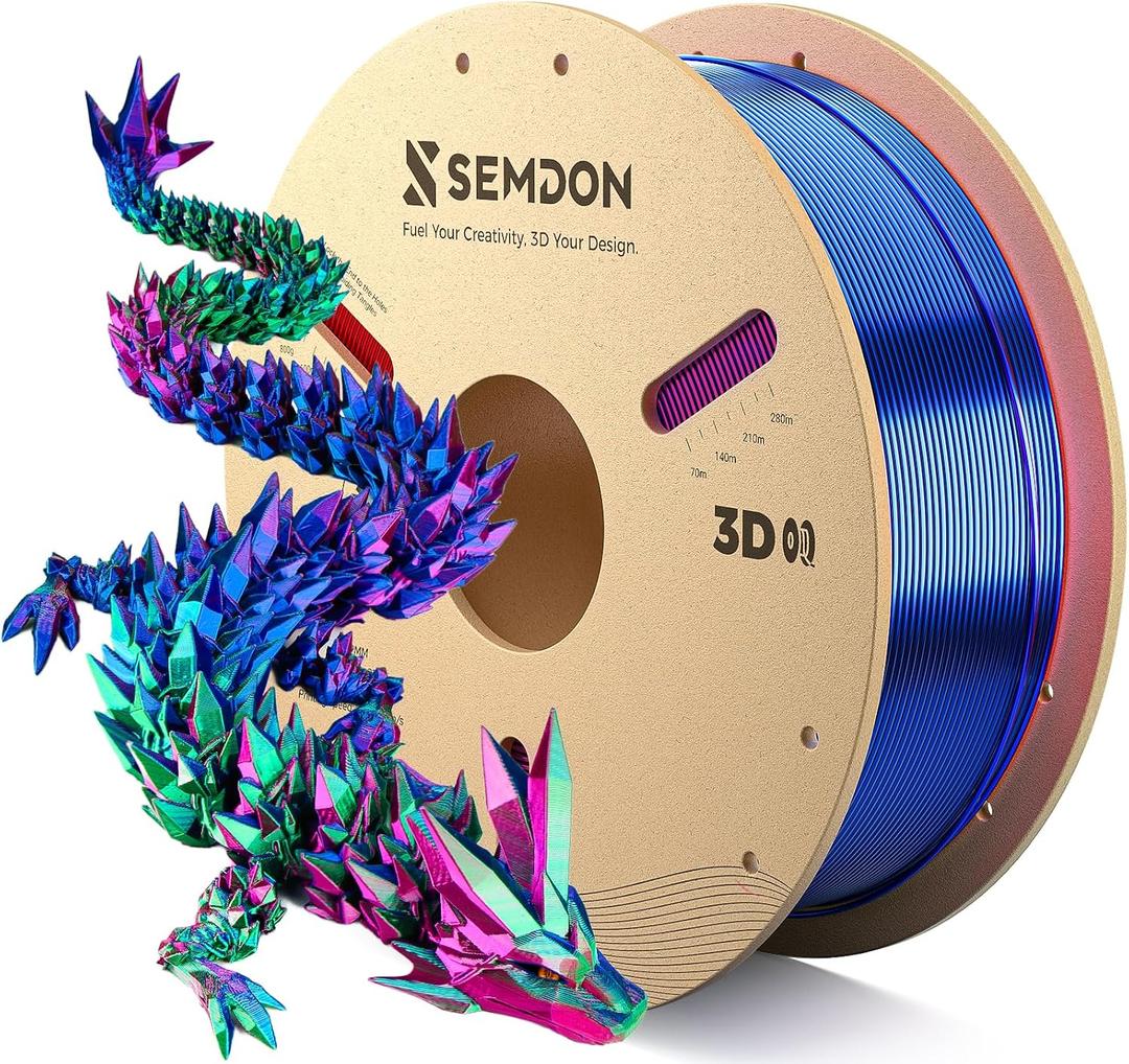 PLA Filament 1.75mm, Tri-Colors Gradient Rainbow Silk PLA Filament 0.02mm - Metal 3D Printer Filament for Ender 3 V2, 3D Printer, Lithophane,1KG Spool(2.2lbs), Red/Blue/Green