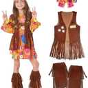 Morph 70s Outfits For Girls, Girl Hippie Costume, 60s Outfits For Girls, Hippie Costume For Kids, Kid Disco Outfit, Large