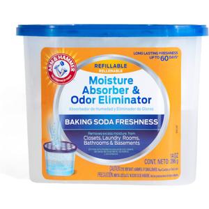 2 x Arm & Hammer Fragrance Free Refillable Moisture Absorber and Odor Eliminator 14 oz. Tub