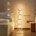 NUR Modern 5-Ring LED Floor Lamp, 43.3" Artistic Nesting Circle Standing Lamp, Stepless Dimmable Sculptural Accent Light for Living Room, Bedroom & Office, Minimalist Geometric Decor