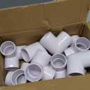 1-1/2 Tee PVC Fitting 3 Way Elbow Connector, Furniture Grade 90 Degree Elbow Side Outlet, PVC Corner Fittings for Building Furniture Greenhouse Shed Pipe Fittings Tent Connection (Pack of 8) (White)