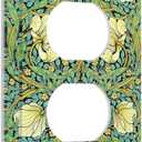 Outlet Covers William Morris Vintage Floral Yellow Flowers Green Leaf 1 Gang Duplex Wall Plate Decorative Switch Plates Electrical Receptacle Faceplate Light Switch Cover for Bedroom Decor