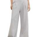 HeSaYep Women's Wide Leg Sweatpants Baggy Straight Leg Sweat Pants Elastic High Waisted Loose Pants with Pockets, Grey S