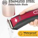 Kong 3-Speed Cordless-Corded Dog Clipper Kit Stainless Steel Blade, Waterproof, LED Spotlight, Use-While-Charging, 6 Guide Combs, Ergonomic Handle Red/Gray, All Coat Types