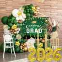 Graduation Decorations Class Of 2026: Green and Gold 2026 Graduation Decorations Balloon Arch Kit Congrats Grad Backdrop 136PCS Party Supplies for High School & College Celebrations