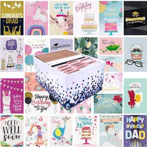 100 All Occasion Greeting Cards- 100 Eye Catching Designs with Organizer Box- Friendship /Anniversary Cards, BFF Cards, Thanks Cards, Wedding Cards & More- 4 x 6 with 100 Envelopes