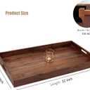 32 x 18 Inches Extra Large Rectangle Black Walnut Wood Ottoman Tray with Handles, Serve Tea, Coffee Classic Wooden Decorative Serving Tray