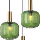 3-Light Glass Globe Pendant Light Kitchen Island Green Chandelier Mid Century Modern Ceiling Hanging Light Fixture Gold Chandelier for Dining Room Over Sink Living Room