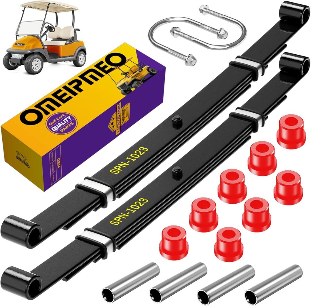 Golf Cart Heavy Duty Rear Leaf Spring Kit, Club Car 4-Leaf Springs Fit Club Car Precedent/Onward/Tempo 2004-UP, Golf Cart 4-Leaf Spring with Bushings Sleeves U Bolts, Replaces OEM# 102509301 102513001