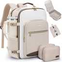 LOVEVOOK 40L Travel Backpack for Women & Men, Airline Approved Carry On Luggage with 3 Packing Cubes, TSA Overnight Bags, Waterproof Personal Item Bag, Weekender Essentials Backpacks fits 17" Laptop (Light Khaki-beige-coffee)