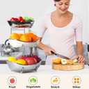 LIJINGCHEN 3 Tier Fruit Bowl for Kitchen Counter, Modern Ceramic Fruit Stand for Countertop, Home Fruit Rack with Holder, Vegetable Bowl Snacks Nuts Bread Candy Storage (Sliver)