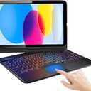 ProCase 360° Rotation iPad (A16) 11th 2025 / iPad 10th Generation Keyboard Case with Multi-Touch Trackpad; 7 Color Backlit Touchpad Keyboard Case for 11th/10th Gen 11/10.9 inch –Black