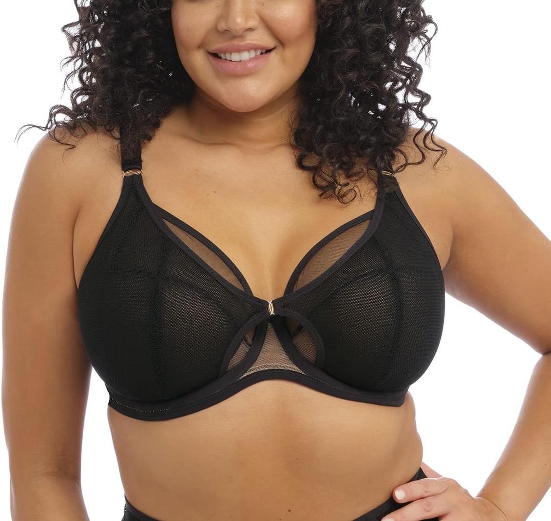 Elomi Women's Kintai Underwire Plunge Bra (34GG, Black)