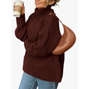 PRETTYGARDEN Women's 2025 Fall Oversized Sweaters Turtleneck Casual Long Sleeve Chunky Knit Pullover Tops Winter ClothesXL