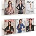 2 Pack Acrylic Magazine Holder Wall, 24 Inch Clear Floating Shelves Wall Mount Brochure Record Holder, Hanging Scalloped Bookshelf Literature Organizer for Nursery Waiting Room Living Room Office