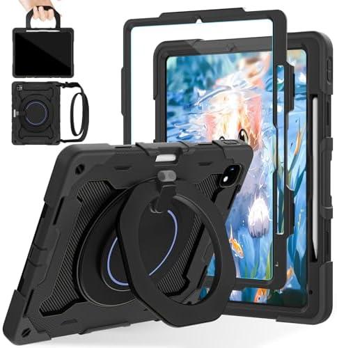 ROISKIN for iPad Pro 13 inch Case (M5 2025 / M4 2024) -with HD Screen Protector, 360 Rotating Kickstand/Handle, Shoulder Strap, Pen Holder, Heavy Duty Military Grade - Kids Friendly