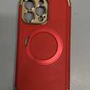 COOLQO for iPhone 15 Pro Max Case 6.7'' Upgraded 360 Spin Magnetic Stand [Compatible with Magsafe][Military Protection] Shockproof Protective Phone Holder Cover for iPhone 15 Pro Max, Red Gold