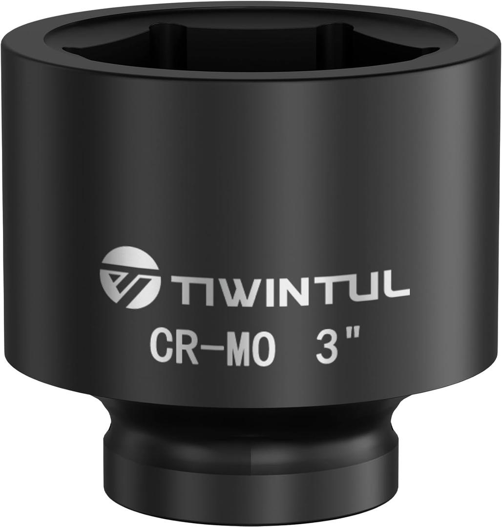 3" Impact Socket 1" Drive, 6 Point Design, CR-MO Large Impact Socket, ANSI Certified, Heavy Duty Socket 1 Inch Drive for Fleet, Oilfield, Construction & Industrial Repair